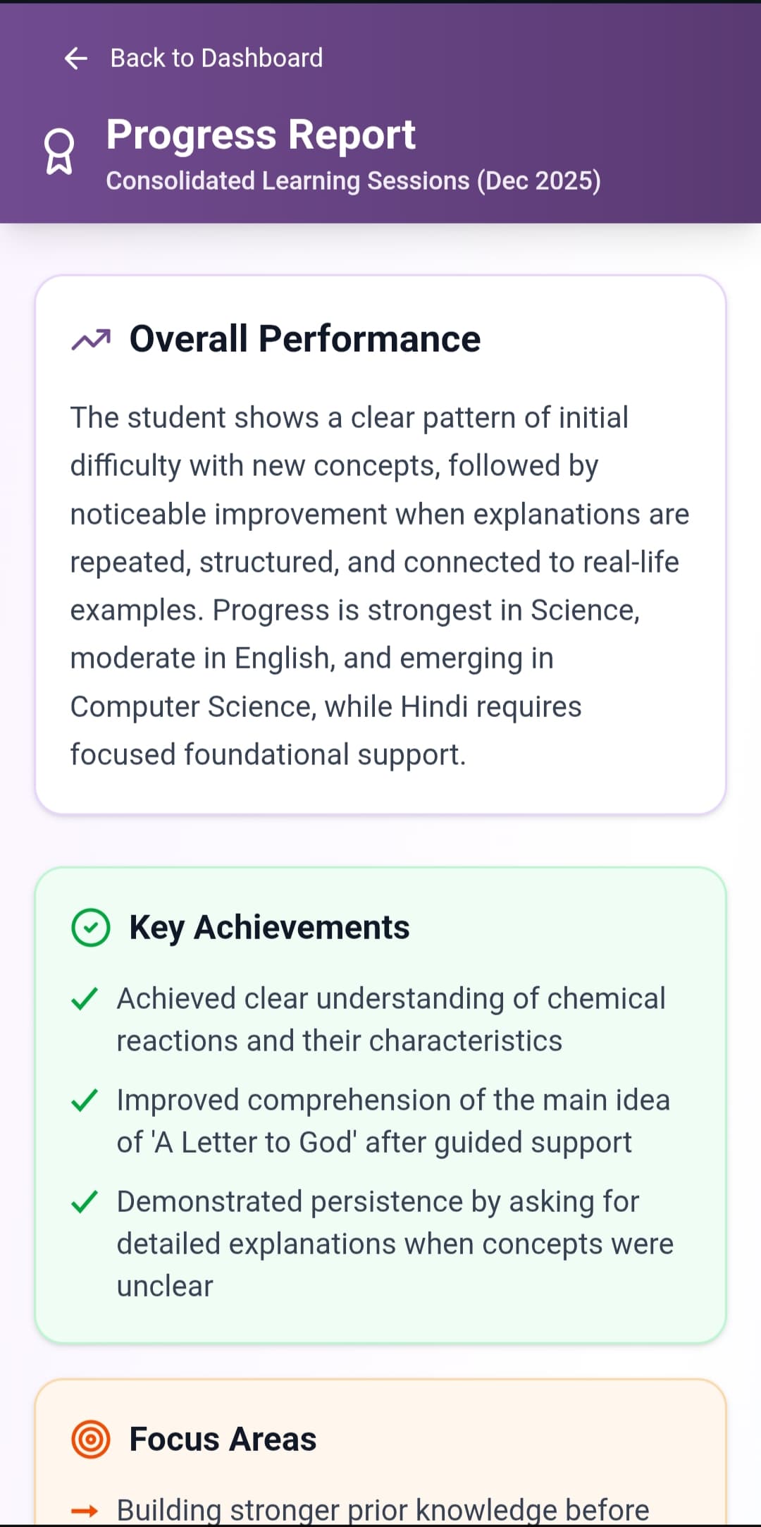 Parent mobile app interface